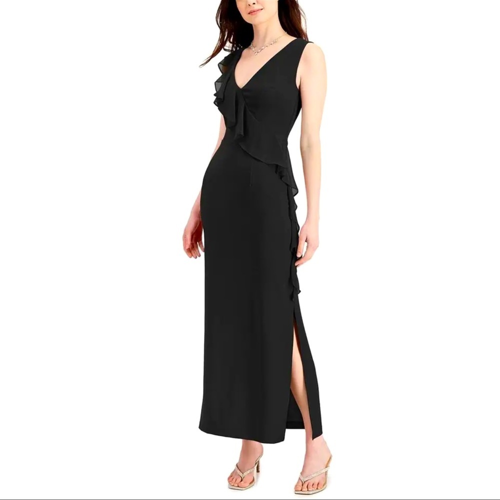 Women’s Formal Dress Size 8, 10 Connected Apparel Cascade Ruffle Black Tie Event